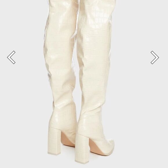 NWT Public Desire Poise Off White PU Boots - Size 7 - Picture 2 of 6